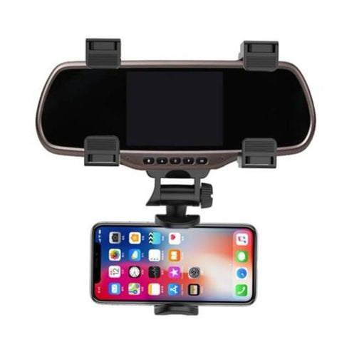 Universal Smartphone Holders Car Rear View Mirror Mount Stand Black