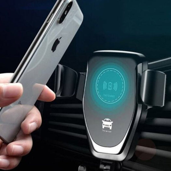 Universal Wireless Qi Fast Charging Air Vent Phone Holder Black Chargers & Cradles