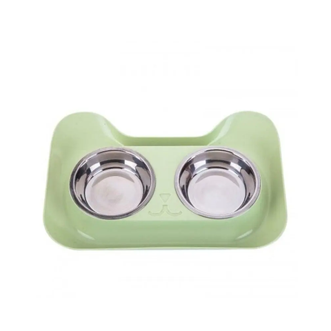 Leehurdouble Dog Bowl High Quality Universal Pet Feeder Stainless Steel Cat Supplies Green