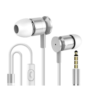 Universal Mobile Phone Wire Control Metal Earphone Stretch Line In With Wheat Music Headphones Silver