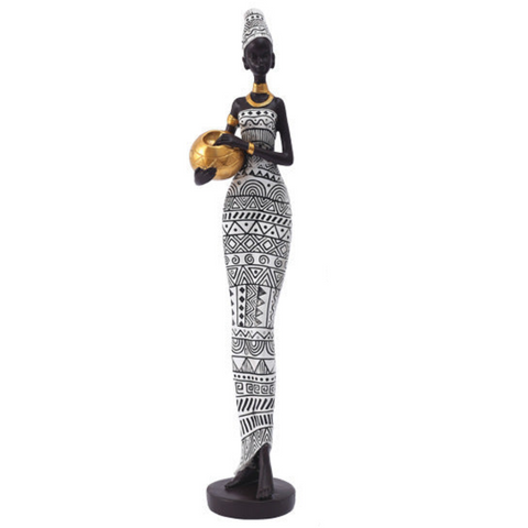 Elosung White Exotic African Woman Figurine Elegant Resin Sculptures For Home Decor Sculptures & Figurines