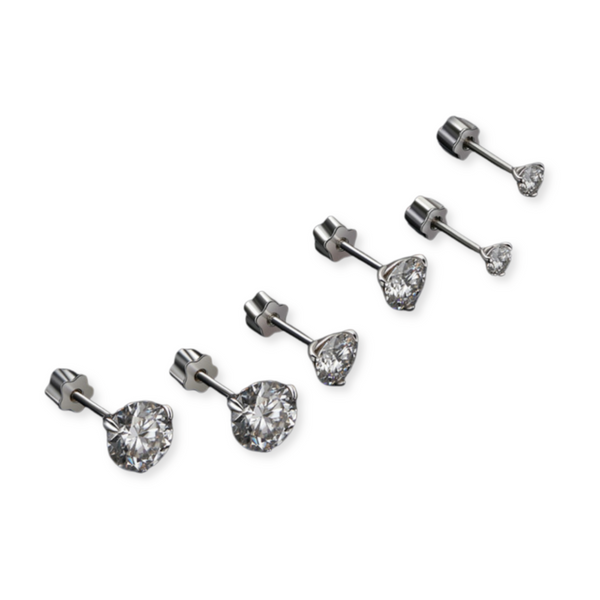 Veile Studios Silver Charm Simple Elegant Sparkling Moissanite Three Claw Design Earrings