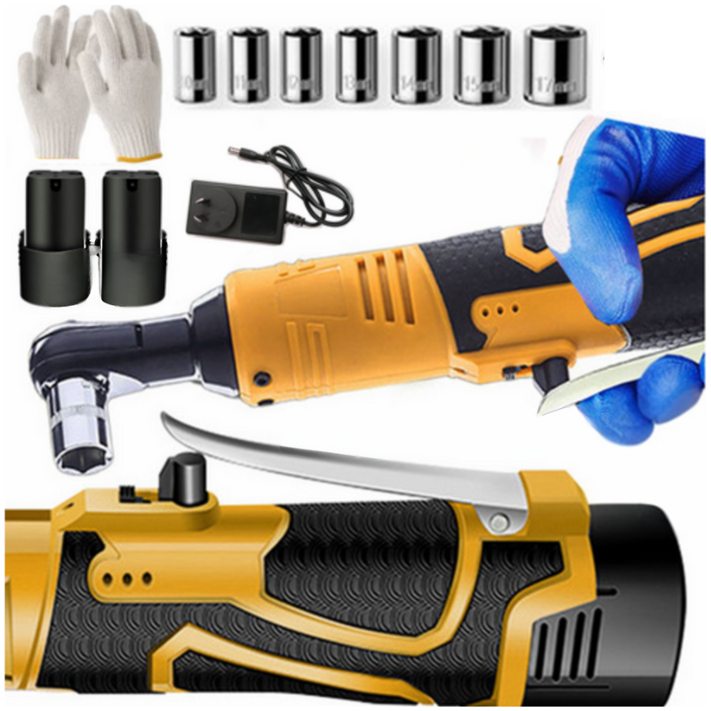 21V 3/8'' 100N.M Electric Right Angle Ratchet Wrench Charger+ Battery Ratchet Wrenches