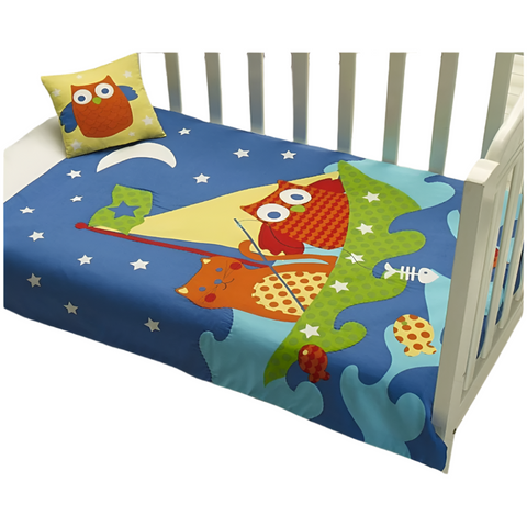 Jiggle & Giggle Owl Cat Comforter + Cushion Quilt Covers