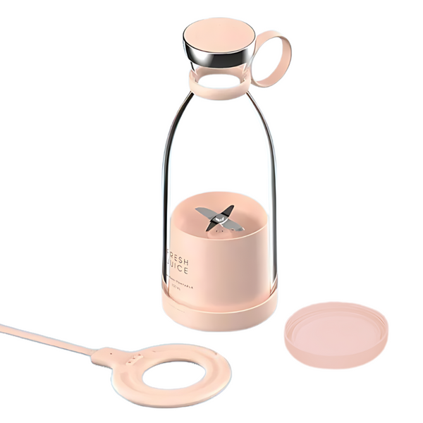 Mini Juicer Pink With Lid 350 Millilitre Blender Wireless Rechargeable Mixer Extractor Juicers