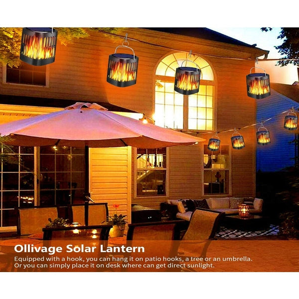 Upgraded Solar Lanterns Outdoor Hanging Ollivage Dancing Flame Torch Lights Powered Umbrella Night 4 Pack Decorative Lighting
