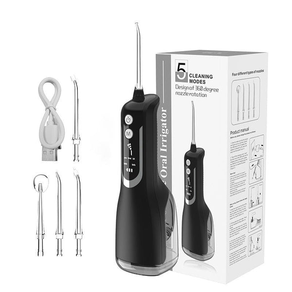 Upgrated Intelligent Oral Irrigator Water Dental Flosser Rechargeable 5Mode Portable Jet Ipx7 Waterproof 330Ml 4Tip
