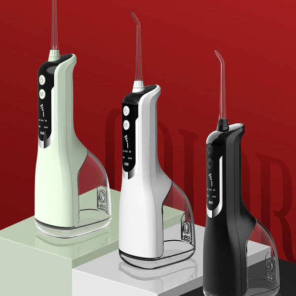 Intelligent Oral Irrigator Water Dental Flosser Rechargeable 5 Mode Port 4 Tip 330Ml Air & Water Flossers