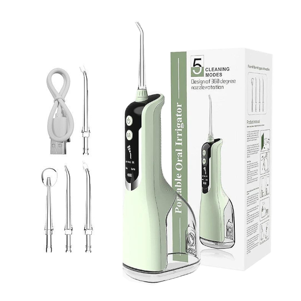 Intelligent Oral Irrigator Water Dental Flosser Rechargeable 5 Mode Port 4 Tip 330Ml Air & Water Flossers