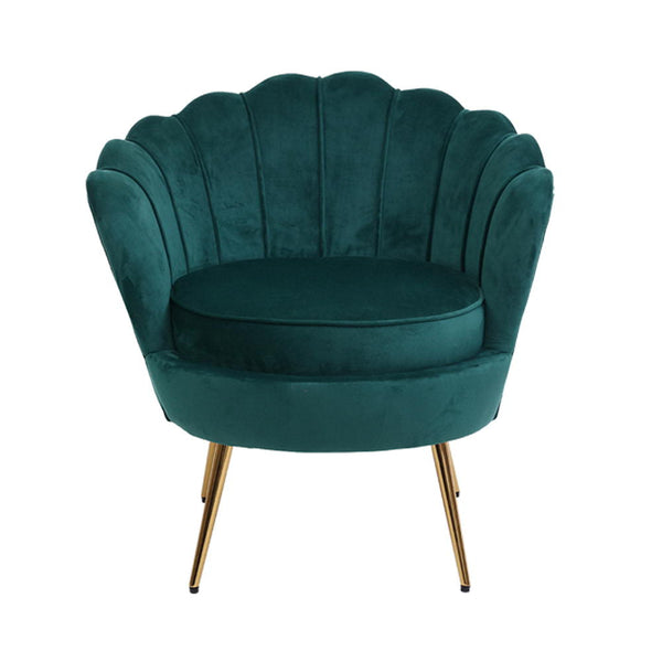 Artiss Armchair Lounge Chair Accent Armchairs Retro Single Sofa Velvet Shell Back Seat Green Sofas Armchairs & Couches