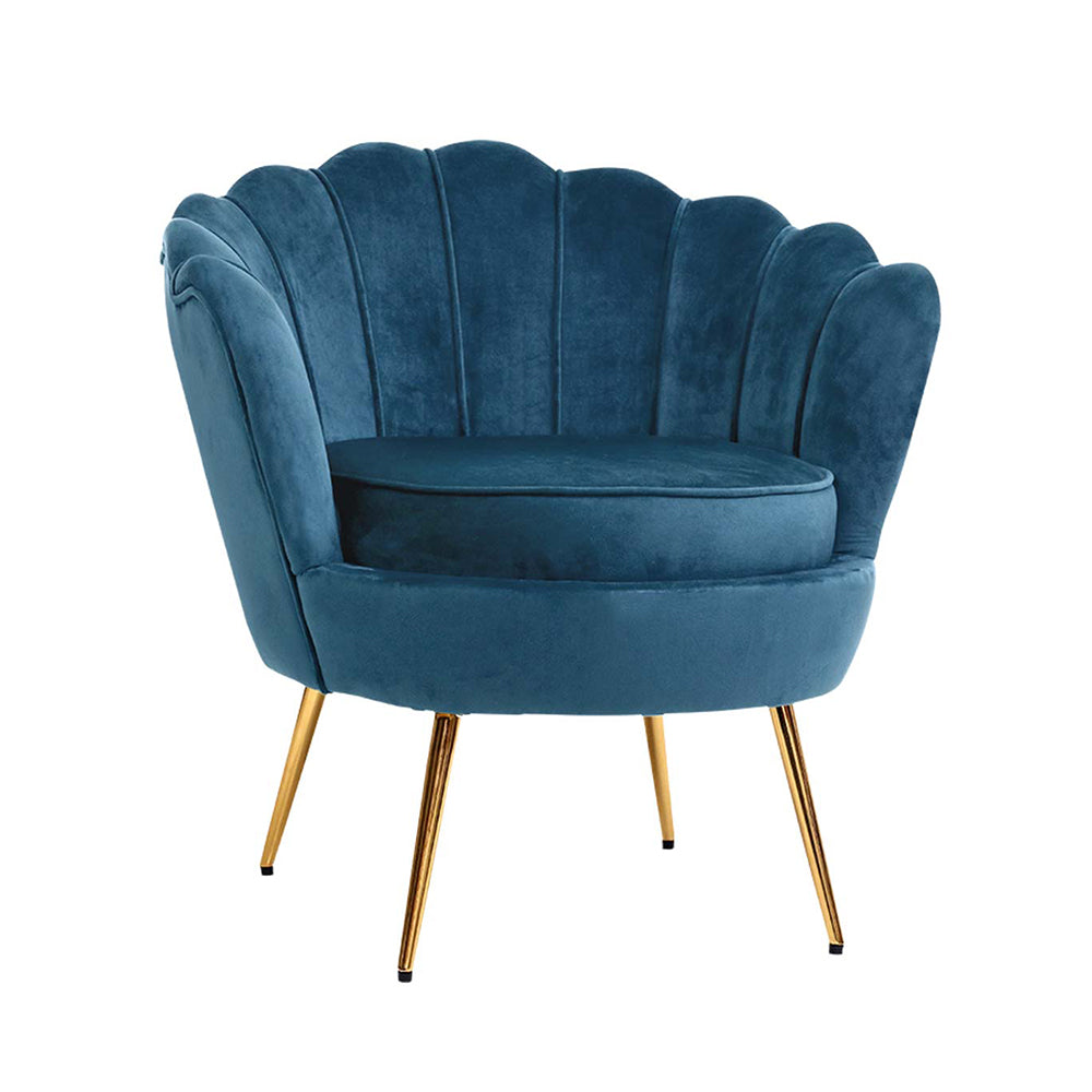 Artiss Armchair Lounge Chair Accent Retro Armchairs Shell Velvet Navy Sofas Armchairs & Couches