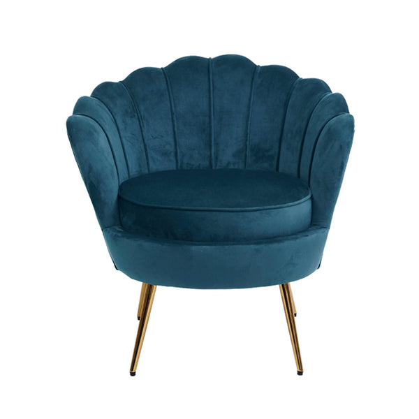 Artiss Armchair Lounge Chair Accent Retro Armchairs Shell Velvet Navy Sofas Armchairs & Couches