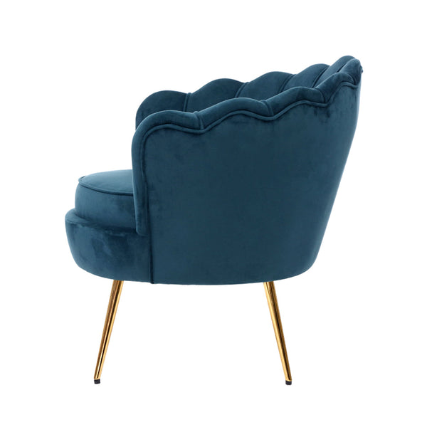 Artiss Armchair Lounge Chair Accent Retro Armchairs Shell Velvet Navy Sofas Armchairs & Couches