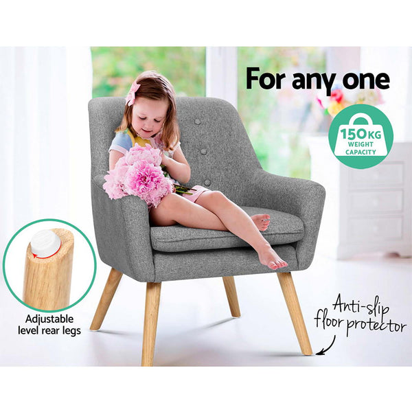 Artiss Fabric Dining Armchair Grey Sofas Armchairs & Couches