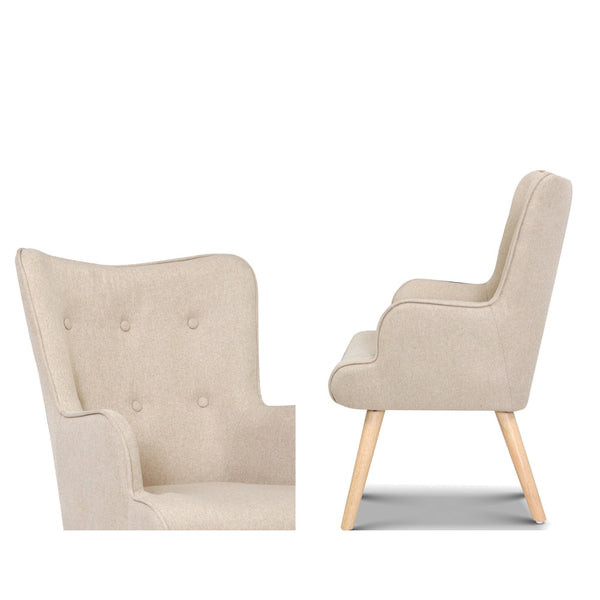 Artiss Armchair Lounge Chair Fabric Sofa Accent Chairs And Beige Sofas Armchairs & Couches