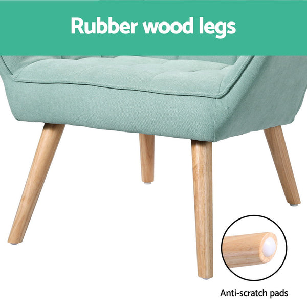 Artiss Armchair Lounge Chair Sofa Linen Fabric Cushion Seat Blue Accent Chairs