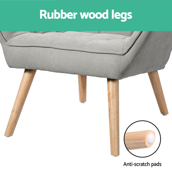 Artiss Armchair Lounge Chair Sofa Linen Fabric Cushion Seat Grey Accent Chairs