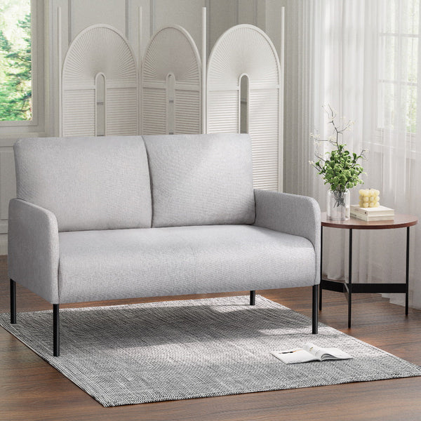 Artiss Armchair 2 Seater Sofa Accent Chair Loveseat Grey Linen Fabric Metal Leg Sofas Armchairs & Couches