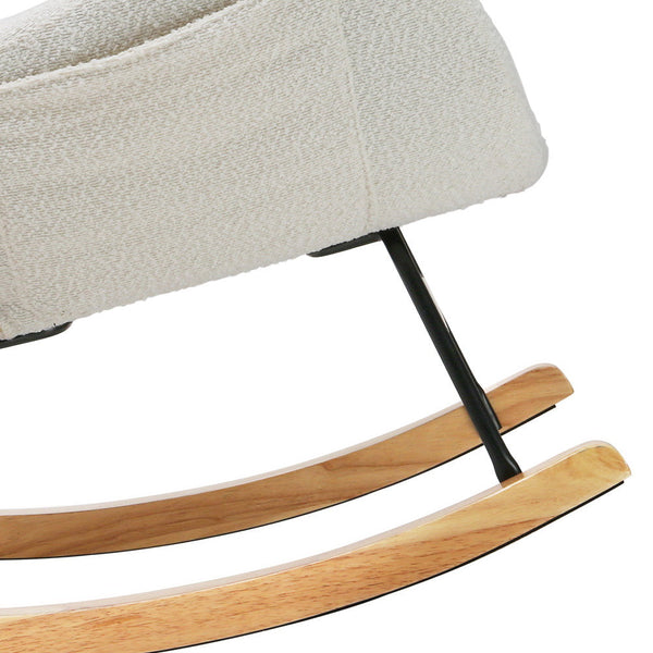 Artiss Rocking Armchair Feeding Chair Boucle Fabric Armchairs Lounge Sofa White Accent Chairs