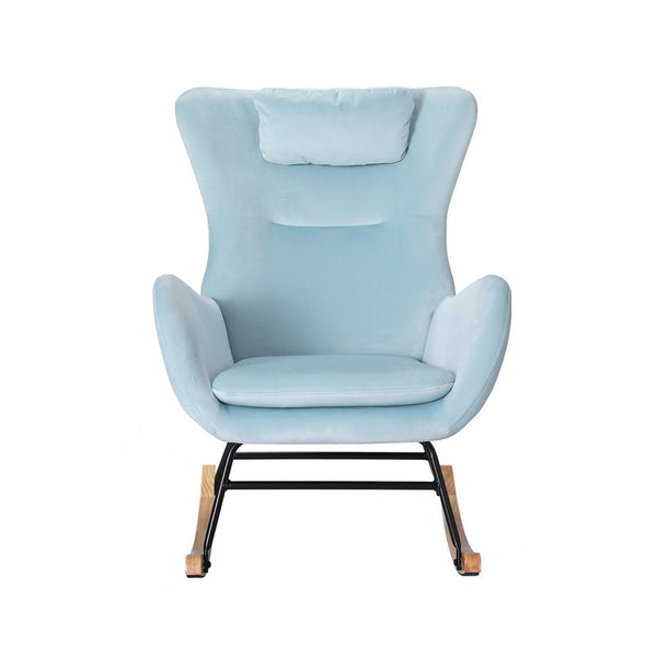 Artiss Rocking Chair Velvet Armchair Feeding Blue Chairs