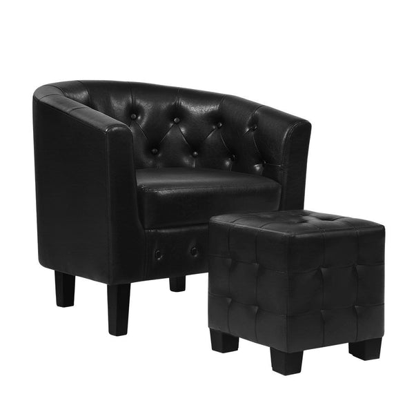 Artiss Armchair Lounge Chair Tub Accent Chairs Pu Leather Sofa Armchairs Black Sofas Armchairs & Couches