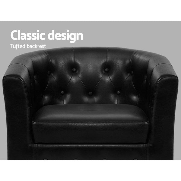 Artiss Armchair Lounge Chair Tub Accent Chairs Pu Leather Sofa Armchairs Black Sofas Armchairs & Couches