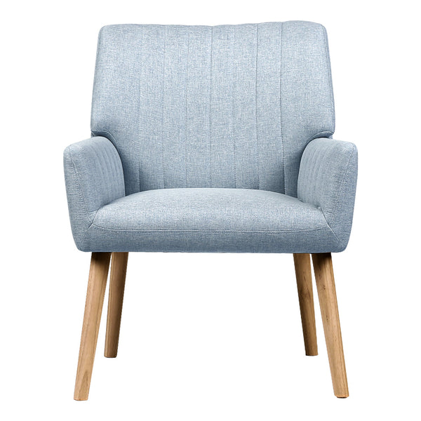 Artiss Armchair Lounge Chair Armchairs Accent Fabric Blue Grey Sofas Armchairs & Couches