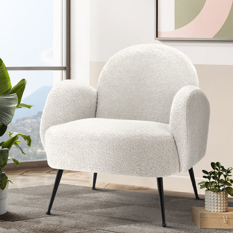 Artiss Armchair Lounge Chair Armchairs Accent Chairs Sherpa Boucle White