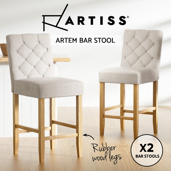 Artiss 2X Bar Stools Linen Upholstered Chairs Benches Bar Stools