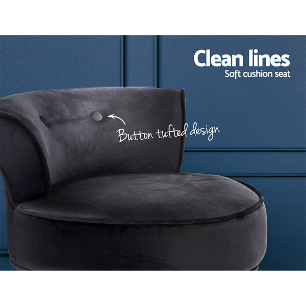 Artiss Velvet Vanity Stool Backrest Stools Dressing Table Chair Makeup Bedroom Black Dressing Tables