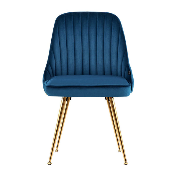 Artiss Set Of 2 Dining Chairs Retro Cafe Kitchen Modern Metal Legs Velvet Blue
