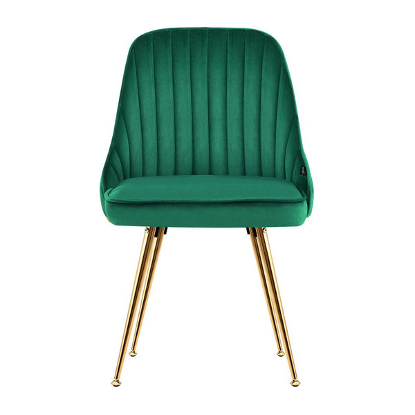 Artiss Set Of 2 Dining Chairs Retro Cafe Kitchen Modern Metal Legs Velvet Green
