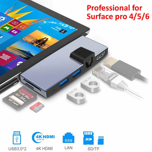 Usb 3.0 Card Reader Hub 4K Hdmi Splitter 100Mbps Ethernet Adapter Sdtf Micro For Microsoft Surface Pro 456 Usb Cables Hubs & Adapters