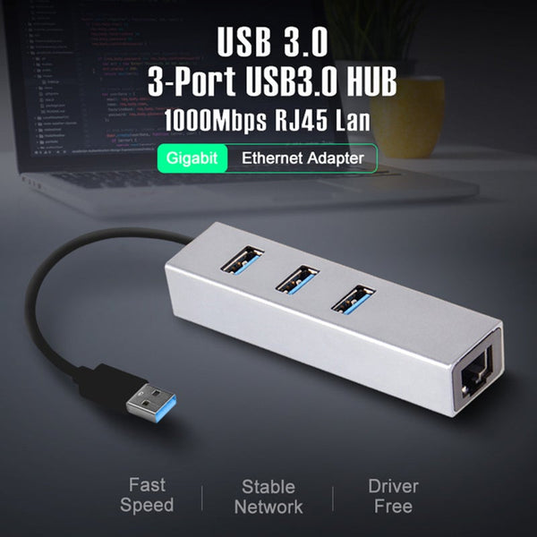 Usb 3.0 Hub Ethernet Network Adapter Ports To Rj45 Lan 101001000M Card For Macbook Windows Usb Cables Hubs & Adapters