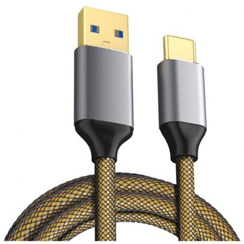Usb 3.0 C Type Cable With Nylon Braided Aluminum Yellow 1M