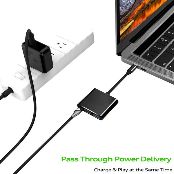 Usb C To Hdmi Compatible 4K Adapter 3 In 1 Hub With Output 3.0 Port Usb Cables Hubs & Adapters
