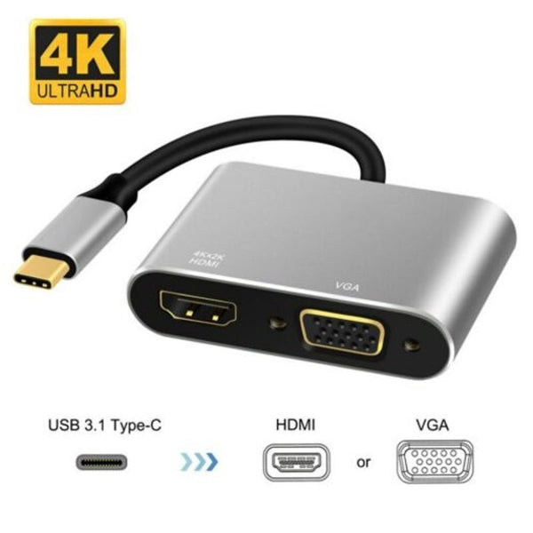Usb 3.1 Type C To Vga Hdmi 4K Video Converters Adapter Platinum Usb Cables Hubs & Adapters