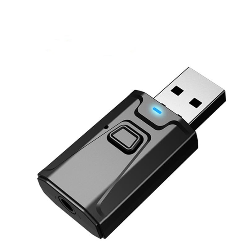 Usb Bluetooth 5.0 Transmitter Receiver Mic 3 In 1 Edr Adapter Dongle 3.5Mm Aux For Tv Pc Headphones Home Stereo Car Hifi Audio