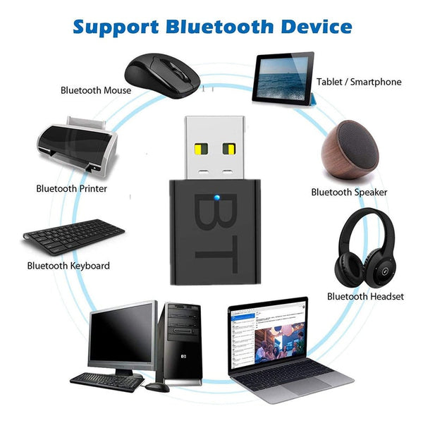 Usb Bluetooth Adapter 5.0 Dongle For Laptop Pc Headphone Car 2 In 1 Wireless Aux Audio Transmitter Receiver