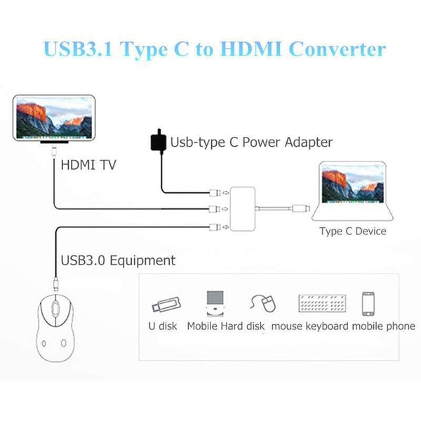 Converters Adapters Usb Charger Aluminum Type To Hdmi 3.0 Usb Cables Hubs & Adapters