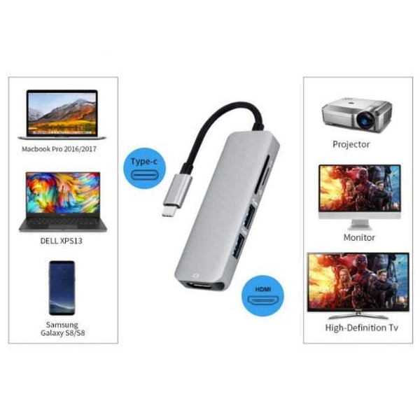 5 In 1 Usb C Hdmi Adapter For Macbook Pro 2016 / 2017 To Output Sdmicrosd Card Reader Ports 3.0 Usb Cables Hubs & Adapters