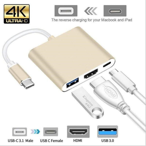 Usb C Hdmi Type Mac 3.1 Converter Adapter Typec To Hdmiusb 3.0Type Aluminum For Apple Macbook Usb Cables Hubs & Adapters