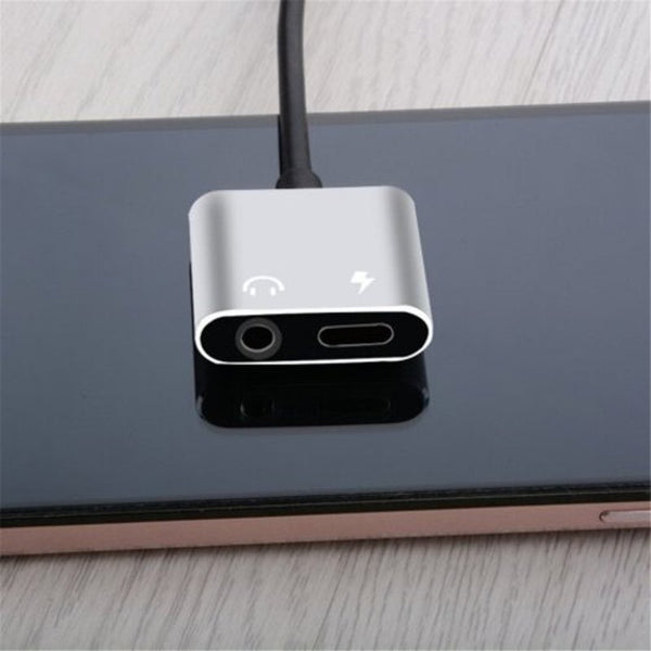 Usb C To 3.5Mm Earphone Type Female Power Charging Combo Adapter Converter Silver Cables & Adapters