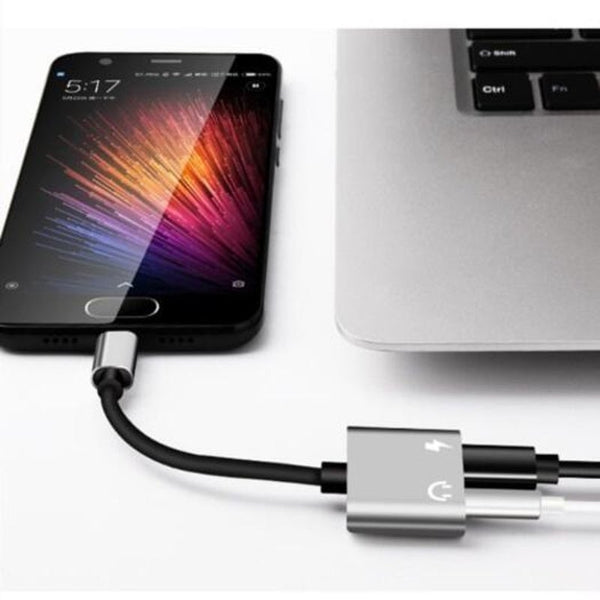 Usb C To 3.5Mm Earphone Type Female Power Charging Combo Adapter Converter Silver Cables & Adapters