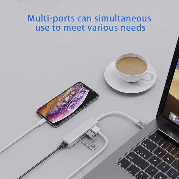 Network Hubs Switches Usb C Type To Ethernet Adapter With 3 Port Rj45 M Ultiport In 1 Usb Cables Hubs & Adapters