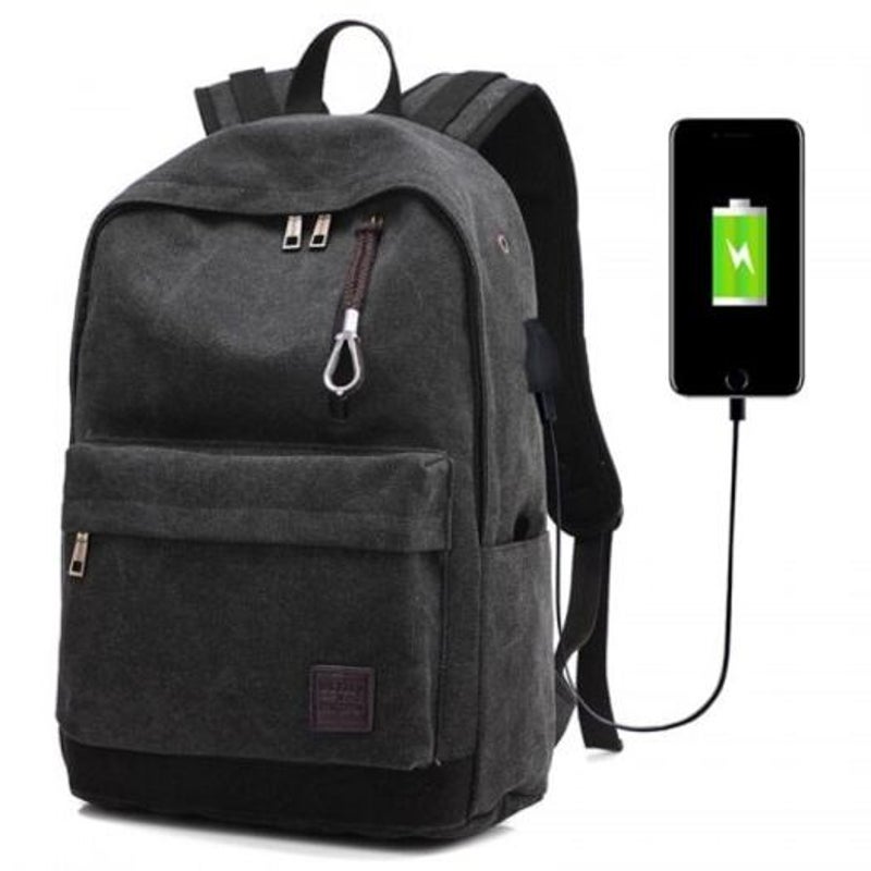 Bags Usb Charging Port Laptop Backpack Men's Canvas Outdoor Travel Sports Bag
