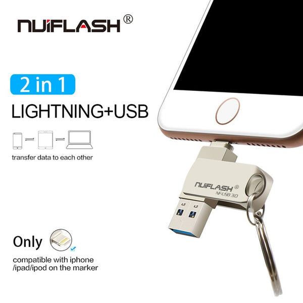 Usb Flash Drive Pendrive For Iphone Xs Max 8 7 6 Ipad 128 Gb Memory Stick Key Lightning Usb Flash Drives