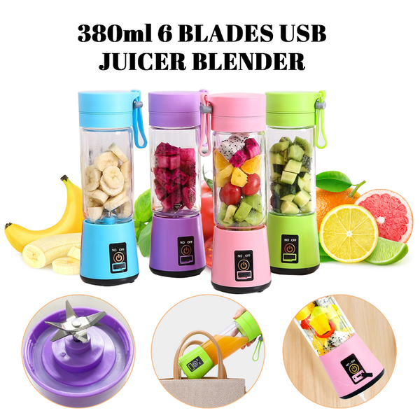 6 Blades Portable Blender Bottle Travel Usb Electric Juicer Cup Machine