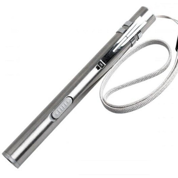 Usb Mini Stainless Steel Rechargeable Flashlight Silver White Light