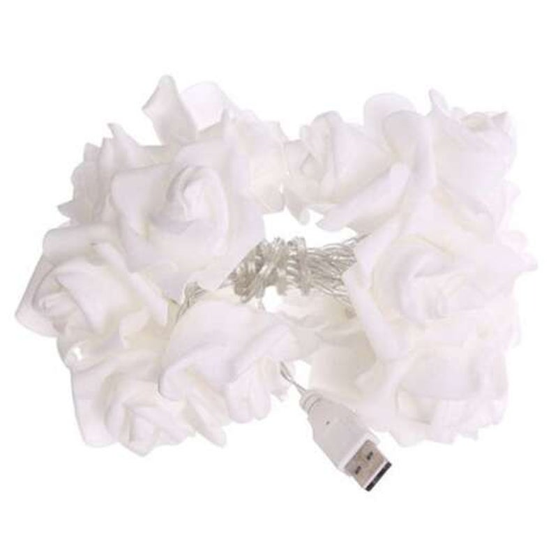 Usb Plug In Rose Flower Decoration String Lights Led Lamp Crystal Cream Seasonal Decorations
